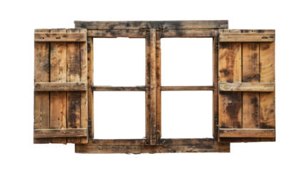 Rural wooden window, cut out - stock png.