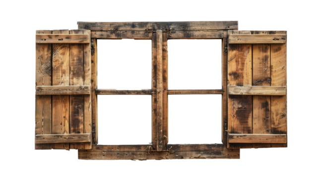 Rural wooden window, cut out - stock png.