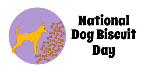National Dog Biscuit Day, simple horizontal pet food poster or banner design