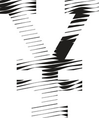 Yen Symbol with stripe motion line logo