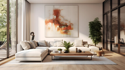 Contemporary Living Room Interior Design – A Harmony of Comfort and Style in Upscale Home