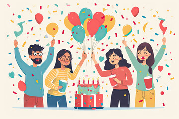 Obraz na płótnie Canvas Imagen de personas compartiendo momentos especiales en un cumpleaños
