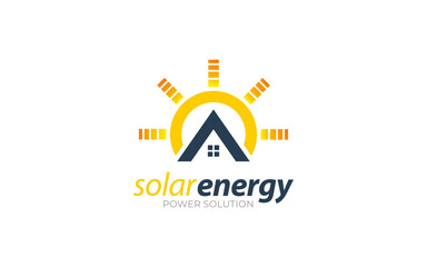 Illustration vector graphic of renewable energy solar panels logo design template