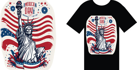 T-shirt design: 4th of july american independence day