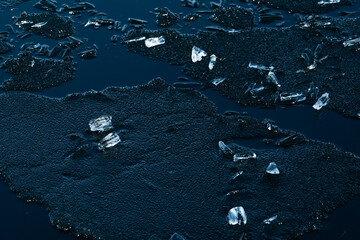 water and ice on the lake 