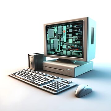 3d business pop computer isolated background