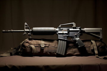 Sharp, Detailed Representation of an M16A4 Military Rifle - The Emblem of Tactical Warrior Spirit