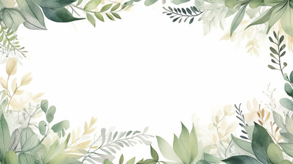 foliage watercolor background frame