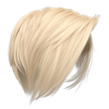 3d render short blonde pixie hair isolated
