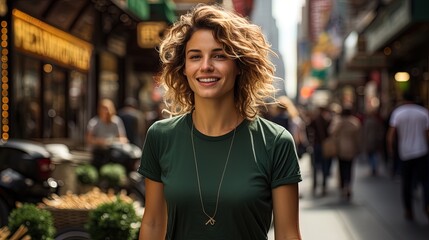 Portrait of a beautiful modern young woman with a big smile.