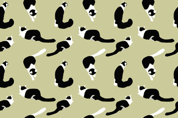 Seamless pattern with cats, vector art