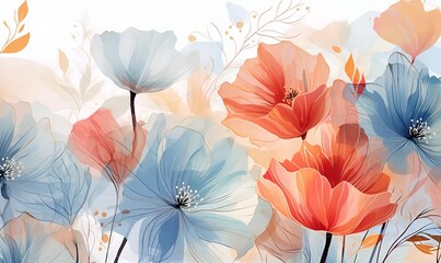 flowers watercolor abstract background design