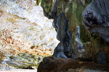 Tham Sam Rock Art ancient cave in Phang-nga, tourist place in Thailand