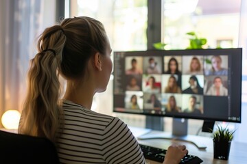 school teacher tutoring students online
