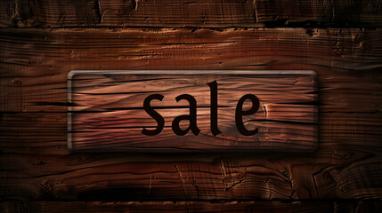 Eye-catching sale banner template with a rustic wooden design, centrally featuring the 'sale' message in bold 3D lettering