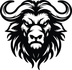 Obraz premium bull, buffalo, bison head, animal mascot illustration,