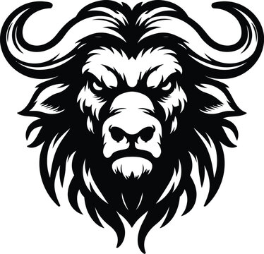 bull, buffalo, bison head, animal mascot illustration,

