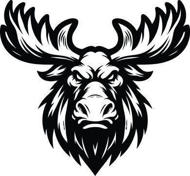 moose, reindeer, deer, antler head, animal mascot illustration,

