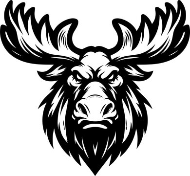 moose, reindeer, deer, antler head, animal mascot illustration