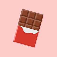 Chocolate bar icon. The chocolate bar was bitten into pieces. Vector illustration of a single chocolate bar for a Valentine's gift.