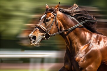 portrait of a horse running fast