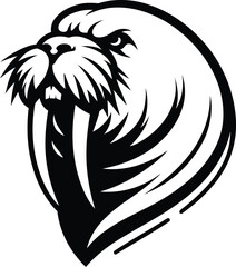 Fototapeta premium walrus head, animal mascot illustration,