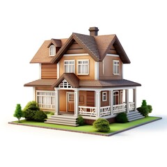 3d house model with modern architecture isolated background
