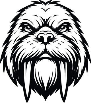walrus head, animal mascot illustration,

