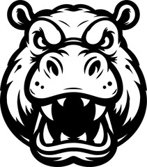hippo head, animal mascot illustration,

