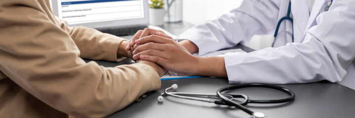 Doctor show medical diagnosis report and providing compassionate healthcare consultation while...