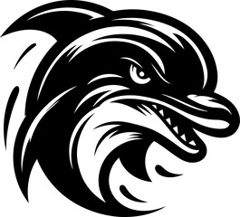 Obraz premium shark, whale, dolphin, orca, head, animal mascot illustration,