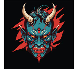 ILLUSTRATION HANNYA MASK A COOL AND UNIQUE DESIGN VECTOR STYLE THAT YOU NEED - DESIGN RESULTING FROM ARTIFICIAL INTELLIGENCE (AI)