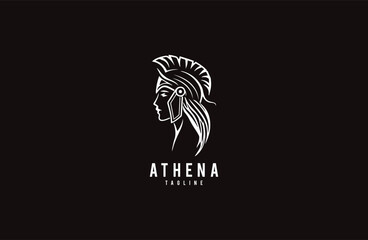 Greek roman goddess athena minerva premium luxury beauty logo design - obrazy, fototapety, plakaty