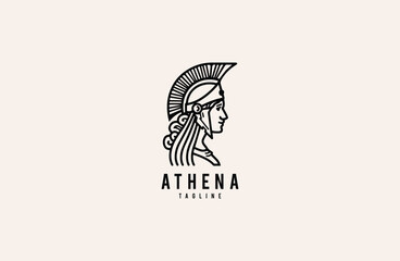 Fototapeta premium Greek roman goddess athena minerva premium luxury beauty logo design