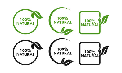 100 percen natural design logo template illustration