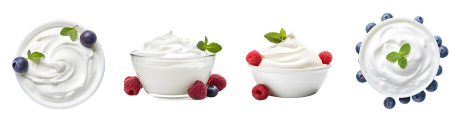 yogurt isolated on a transparent PNG background, white background , Generative Ai