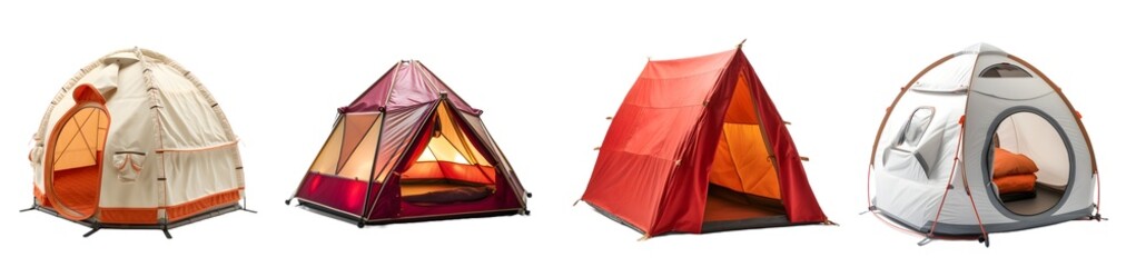 tent isolated on a transparent PNG background, white background , Generative Ai