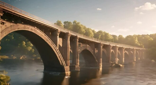 Beautiful long bridge across the river