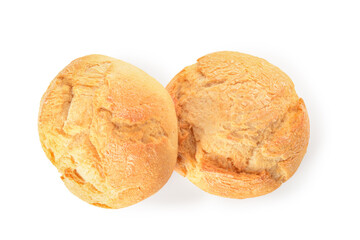 Fresh delicious buns on white background