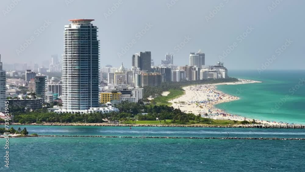 Canvas Prints Miami Beach city with high luxury hotels and condos and sandy beachfront