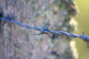 old iron fence with barbed wire