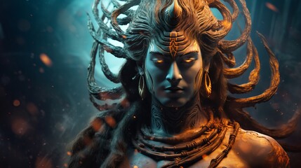 Divine Manifestation: Reverent Images of Lord Shiva in Worship - obrazy, fototapety, plakaty