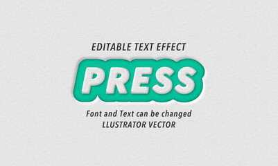 editable text effect. embossed paper text.