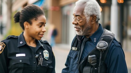 Fototapeta premium Police Officers on Duty in Urban Setting. Generative ai