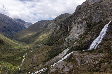 Fototapeta na wymiar mountain in the mountains with waterfall