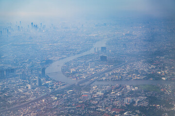 バンコク首都圏の空撮・タイ　Sky View of Bangkok , Thailand - obrazy, fototapety, plakaty