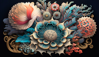 Exotic Bloom: An Exquisite Bouquet of Botanicals and Exotic Flowers - ai generated