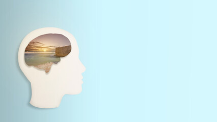 Brain with a nature view in the human head
