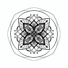 Fototapeta premium Mandala Sketch Tattoo Art Drawing