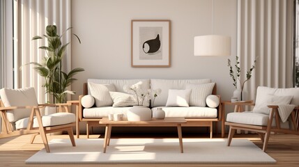 Fototapeta na wymiar Scandinavian A class interior design of modern living room 
